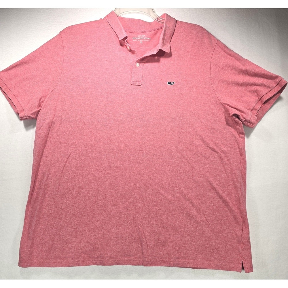 Vineyard Vines Mens XL Polo Shirt Coral Pink Heather Short Sleeve Whale Logo